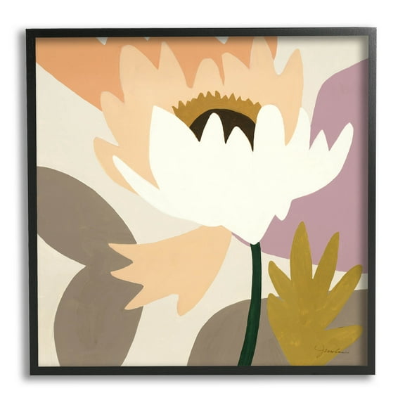 Stupell Industries Contemporary Floral Shapes Graphic Art Black Framed Art Print Wall Art, Design by Liz Jardine
