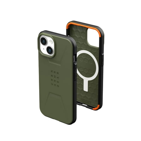 UAG Case Compatible with iPhone 15 Plus Case 6.7" Civilian Olive Drab Built-in Magnet Compatible with MagSafe Charging Rugged Military Grade Dropproof Protective Cover by URBAN ARMOR GEAR