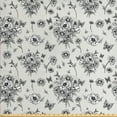 thumbnail image 1 of Spring Fabric by the Yard, Romantic Wild Bouquet with Butterfly Silhouettes Greyscale, Upholstery Fabric for Dining Chairs Home Decor Accents, Coconut Charcoal Grey by Ambesonne, 1 of 4