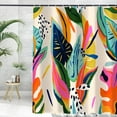 thumbnail image 2 of Abstract Shower Curtain, Colorful Bohemian Floral Jungle Plant Modern Asthetic Pastel Contemporary Art Decor Bath Curtain, 72x72 in Polyester Fabric Waterproof Bathroom Decor with 12 Hooks, 2 of 6