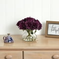 thumbnail image 4 of Nearly Natural Rose Arrangement Artifcial Flowers with Vase, Purple, 4 of 5