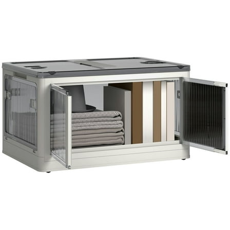 Barara King Storage Chest,Stackable Storage Bins with Lids, Wheels, and Collapsible, White