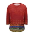 thumbnail image 5 of Sewkxo Womens Plus Size Tops Casual 3/4 Sleeve Shirts Crewneck Print Blouse 2026 Summer Fashion Clothes L-5x,Red 3XL, 5 of 6