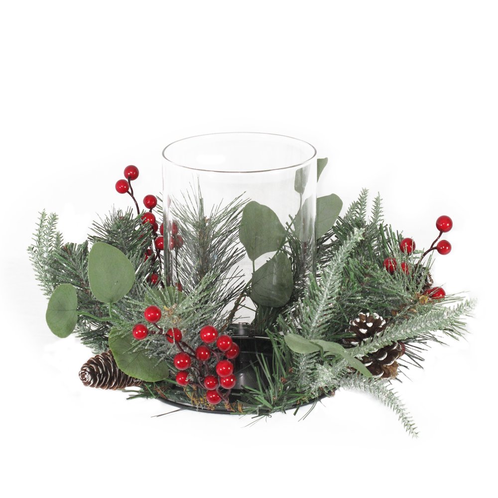 Mainstays Holiday Foliage Decorative Hurricane Candle Holder Walmart