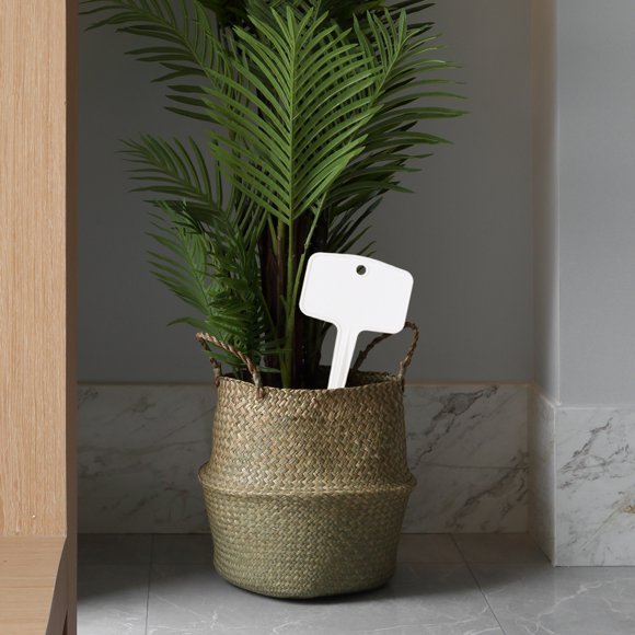 Plastic Plant Labels | T-Type Garden Tags Plant Name Markers | Reusable Waterproof Plant Identification Stakes | Write-On White Label Signs | 12 Pack | 15x2.83x3.94in for Herbs Flowers Vegetables