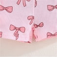 thumbnail image 4 of Hiiyo Girls Summer Outfits Bow Floral Ruffle Ribbed Short Sleeve T-Shirt Shorts Set, 4 of 6