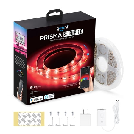 UPC: 0194383009863 | Geeni Prisma Strip 9.8 ft Smart LED Strip Lights  Indoor/Outdoor Adhesive Strips  No Hub Required