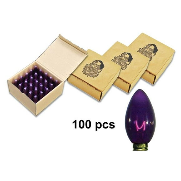 Queens of Christmas 100 C9-IN-PU-100 C9 Ampoules de Base Incandescentes E17 Dimmables&44; Violet Transparent - Pack