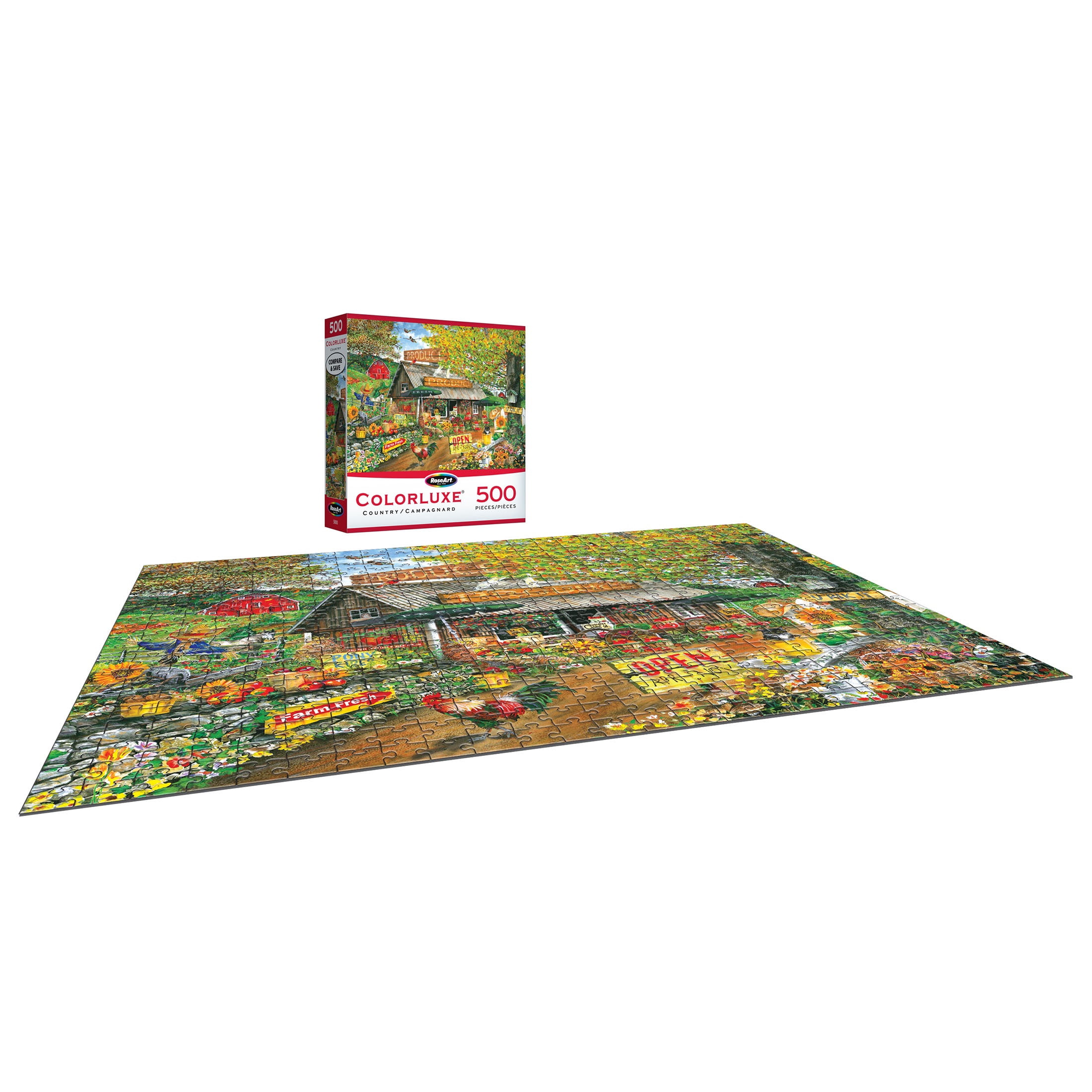 RoseArt Colorluxe 500-Piece The Old Produce Stand Adult Interlocking Jigsaw Puzzle