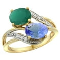 thumbnail image 1 of 14K Yellow Gold Diamond Natural HQ Emerald & Tanzanite 2-stone Ring Oval 8x6mm, size 6, 1 of 4