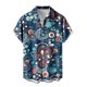 thumbnail image 1 of ZHAOCHENG Camisa hawaiana de manga corta para hombre, de verano, con bolsillo frontal, estampado hawaiano, informal, de algodón, estilo funky, de lino para playa, camiseta Y2K para hombre., 1 of 5