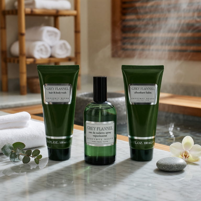 Geoffrey Beene Grey Flannel 3 Pc Gift Set, 4oz EDT, 3.4oz After