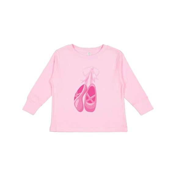 Inktastic Ballet Shoes, Ballet Slippers, Ballet Dance - Pink Girls Long Sleeve Toddler T-Shirt