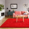 thumbnail image 2 of Homore Cute Fluffy Velvet Carpet Soft Washable Area Rugs for Bedroom/ Living Room Decoration,8'x10',Red, 2 of 7