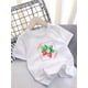 thumbnail image 1 of Camiseta con estampado de fresas para niña, mezcla de algodón, cuello redondo, manga corta, tejido de punto informal de verano con ligera elasticidad, ideal para actividades al aire libre (negro, mor, 1 of 7