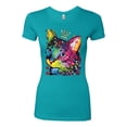 thumbnail image 2 of Wild Bobby Dean Russo Cat Wearing a Crown Thinking Cat Crowned Cat Lover Women Slim Fit Junior Tee, Tahiti Blue, Medium, 2 of 5