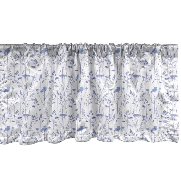 Ambesonne Floral Window Valance, Branches in Cool Tones Art, 54" X 18", Lavender Blue Multicolor