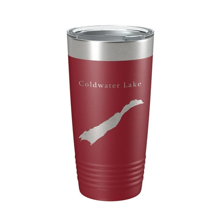 

Coldwater Lake Map Tumbler Travel Mug Insulated Laser Engraved Coffee Cup Washington 20 oz Maroon