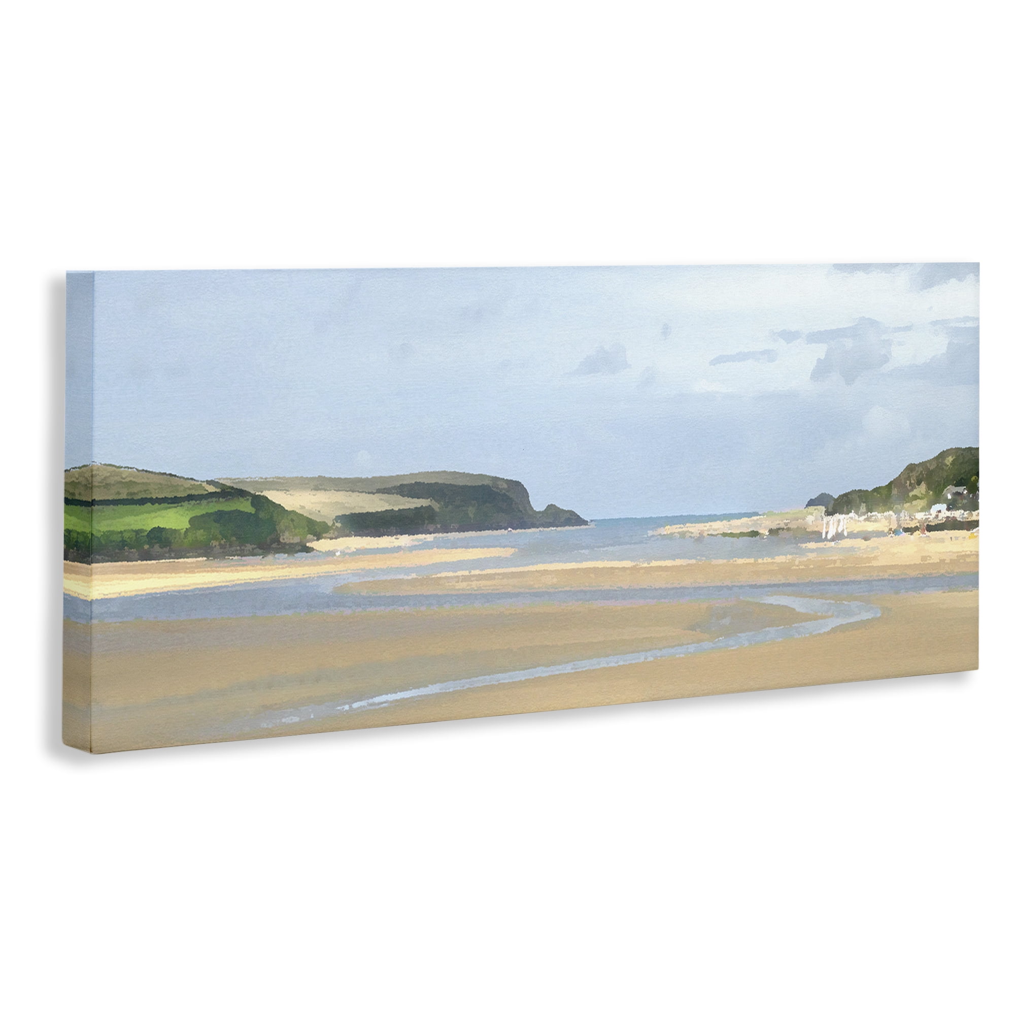 Stupell Industries Vast Beach View Landscape Painting Gallery Wrapped Canvas Art Print Wall Art, 40 x 17
