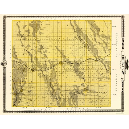 Historic County Map - Chickasaw County Iowa - Andreas 1874 - Vintage Wall Art