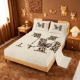 thumbnail image 2 of meiyoeat bow Monogram M Print Bed Sheets,Fashion Leopard Print Full Size Sheets,4 Pieces,1 Flat Sheet,1 Fitted Sheet and 2 Pillowcases, 2 of 6