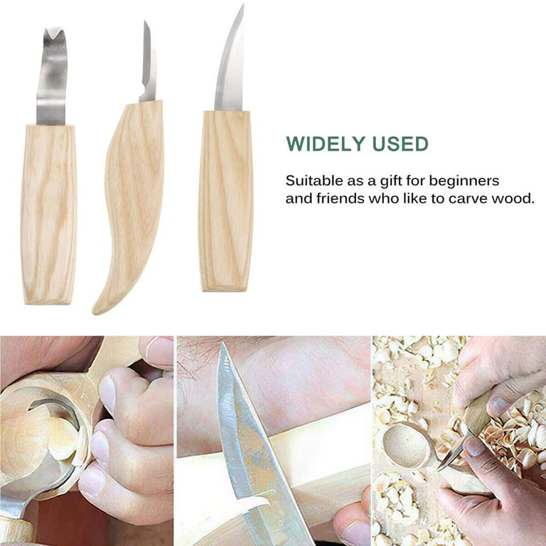 5pcs Woodcarving Tools Includes 3 Carving Knives Sharpening Wax