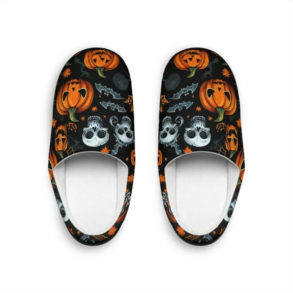Halloween Slippers Scary Pumpkins Black - MENS Indoor Slippers Halloween Gifts For Mom Costume Pumpkin Shoes