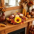 thumbnail image 6 of Halloween Decoration Indoor Outdoor Clearance Under $5.00!Simulation Maple Leaf Candle Holders Wreath Border Halloween Harvests Festival Autumns Pumpkin Sunflower Decorative Candle Holders Wreath, 6 of 6