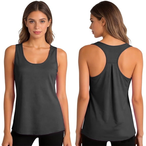 OIUUAK Women's Racerback Tank Tops, Loose Fit Athletic Workout Shirts Lightweight Breathable Summer Running Yoga Tops for Women Sleeveless, Black
