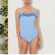 thumbnail image 2 of Gibobby Trajes de Baño para Mujer Bañador Mujer Rosa Azul Vintage A Mano Premium Feel Bañador(Azul,CH), 2 of 5