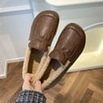 thumbnail image 7 of Lovskoo 2024 Moccasin Slippers Retro Fleece Warm Leather Shoes Padded Granny Shoes Soft Flat Bottom Lazy Mom Shoes Winter Flat Penny Leather Shoes Brown, 7 of 7