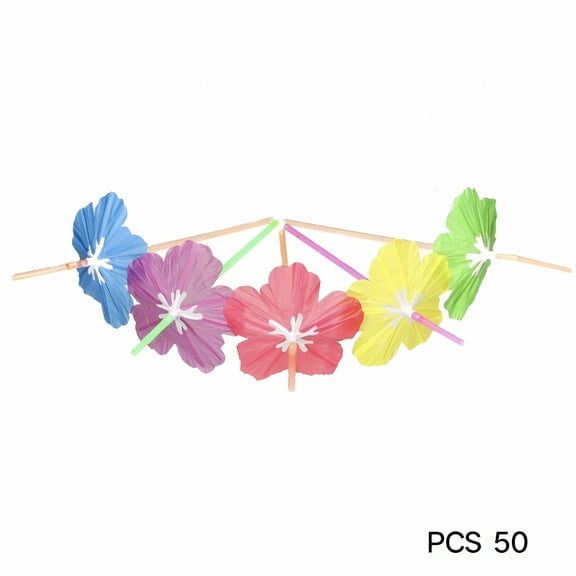 ACDANC 50Pcs Umbrella Straws,Long Cocktail Drink Umbrellas Fancy Flower Bar Straws for Tropical Summer Beach Hawaiian Party Decorations,Cocktail Straws Drinkware Accessories