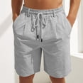 thumbnail image 3 of Linen Shorts for Men Summer Casual Elastic Waist Wide Straight Leg Loose Fit Lightweight Beach Shorts with Pockets, 3 of 6