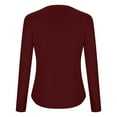 thumbnail image 5 of APEXFWDT Women's V-Neck Thermal Top Long Sleeve Undershirt Stretchy Fitted Base Layer T-Shirt Fall Winter Comfortable Daily Wear,L,Wine, 5 of 6