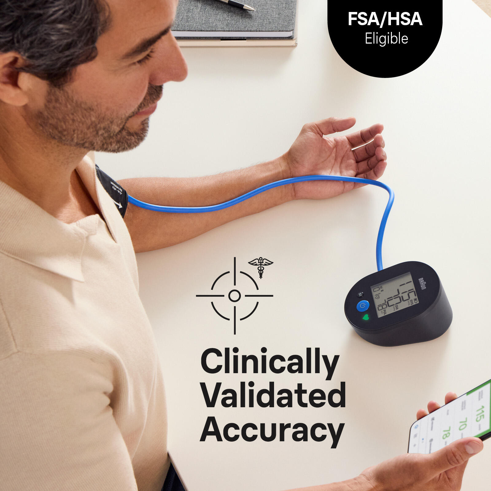 Monitor de presión arterial de brazo Braun ExactFit 2 Connected, para uso doméstico, BUA4075BUS 3
