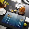 thumbnail image 3 of Navy Blue Ombre Placemats Set of 6, Contemporary Gradient Abstract Art Placemats for Dining Table, Place Mats for Kitchen Tabletop, Waterproof Wipeable Dining Table Mats Set, 3 of 9