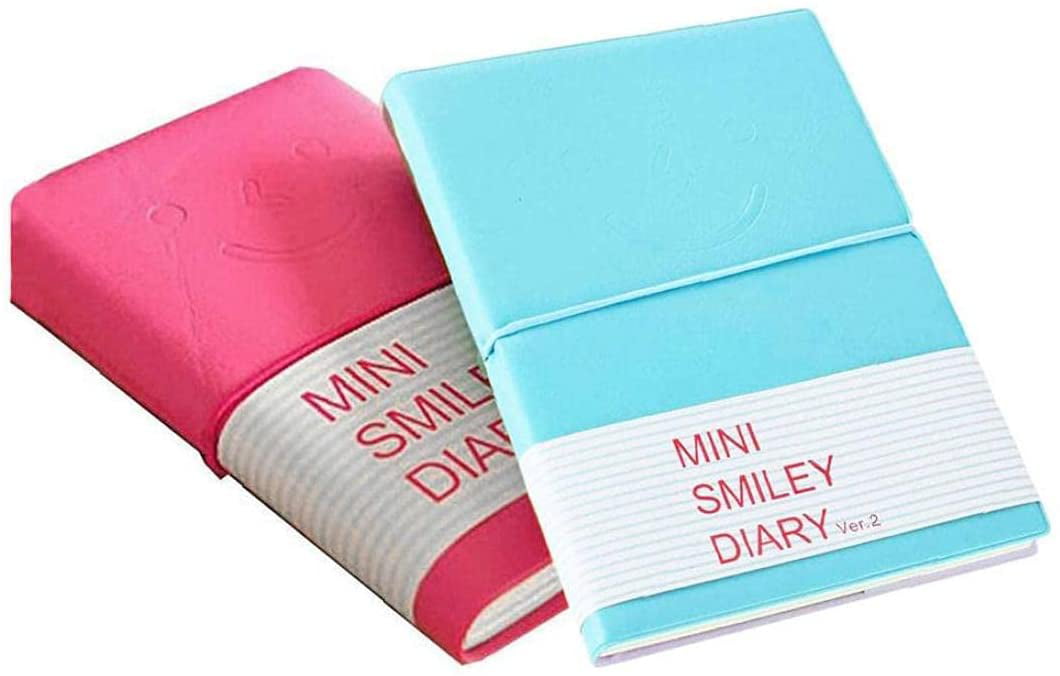 Notebook Small Notebook Smiley Writing Pad Lined Leather Notebook Portable Journal Notebook School Memo Books 8x13 cm 2 pcs Nice 
