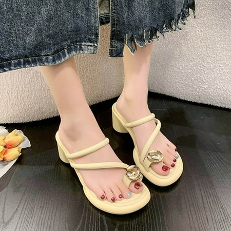 FAKKDUK Women s Summer Flip-flop Ladies Wedge Shoes Comfortable Outdoor Platform Sandals Womens Clip Toe Sandals Summer Casual Dressy Sandals For Women With Arch Support  7&Yellow
