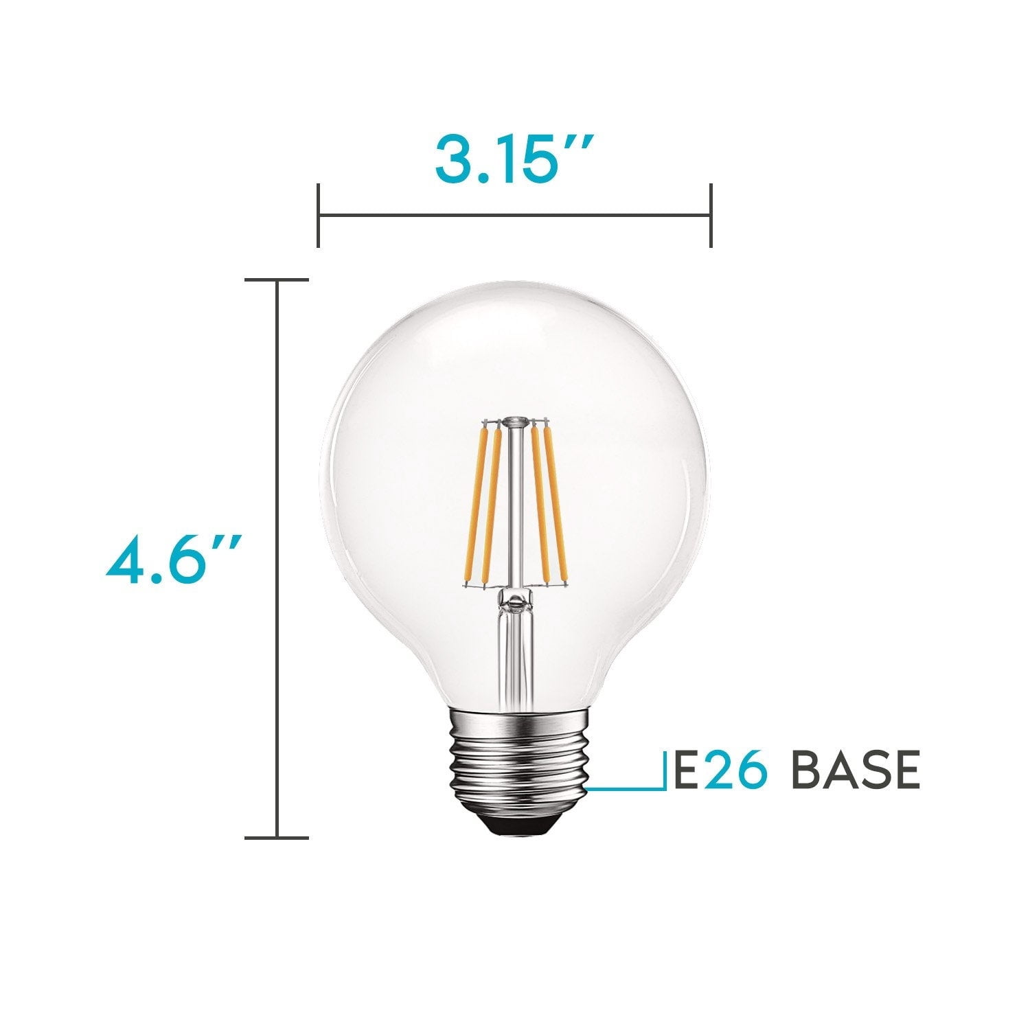 Luxrite 5W Vintage G25 LED Globe Bulbs Dimmable, 5000K Bright White, 550 Lumens, E26 bulb 60W Equivalent 16 Pack