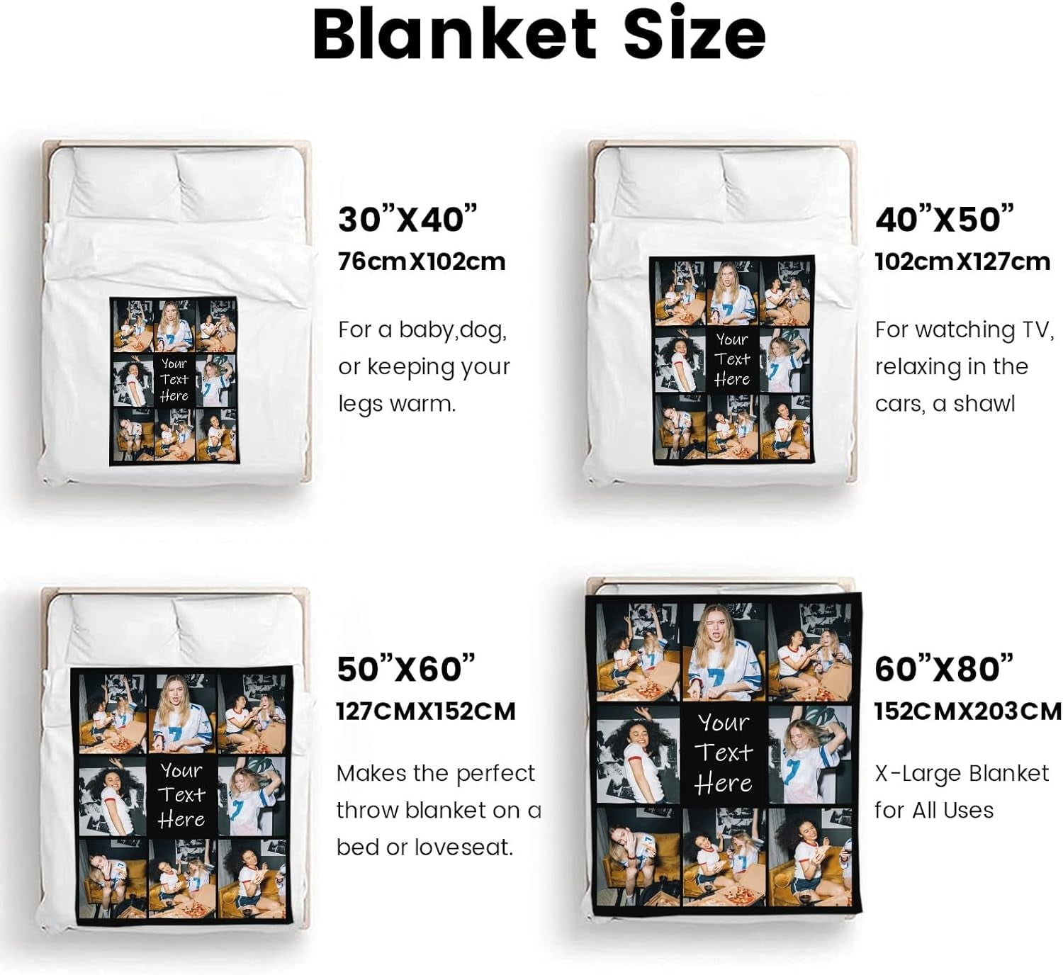 Custom Photo Blanket for Kids Adult Picture Personalized Blanket and Throw Flannel Customized Blanket Blankets