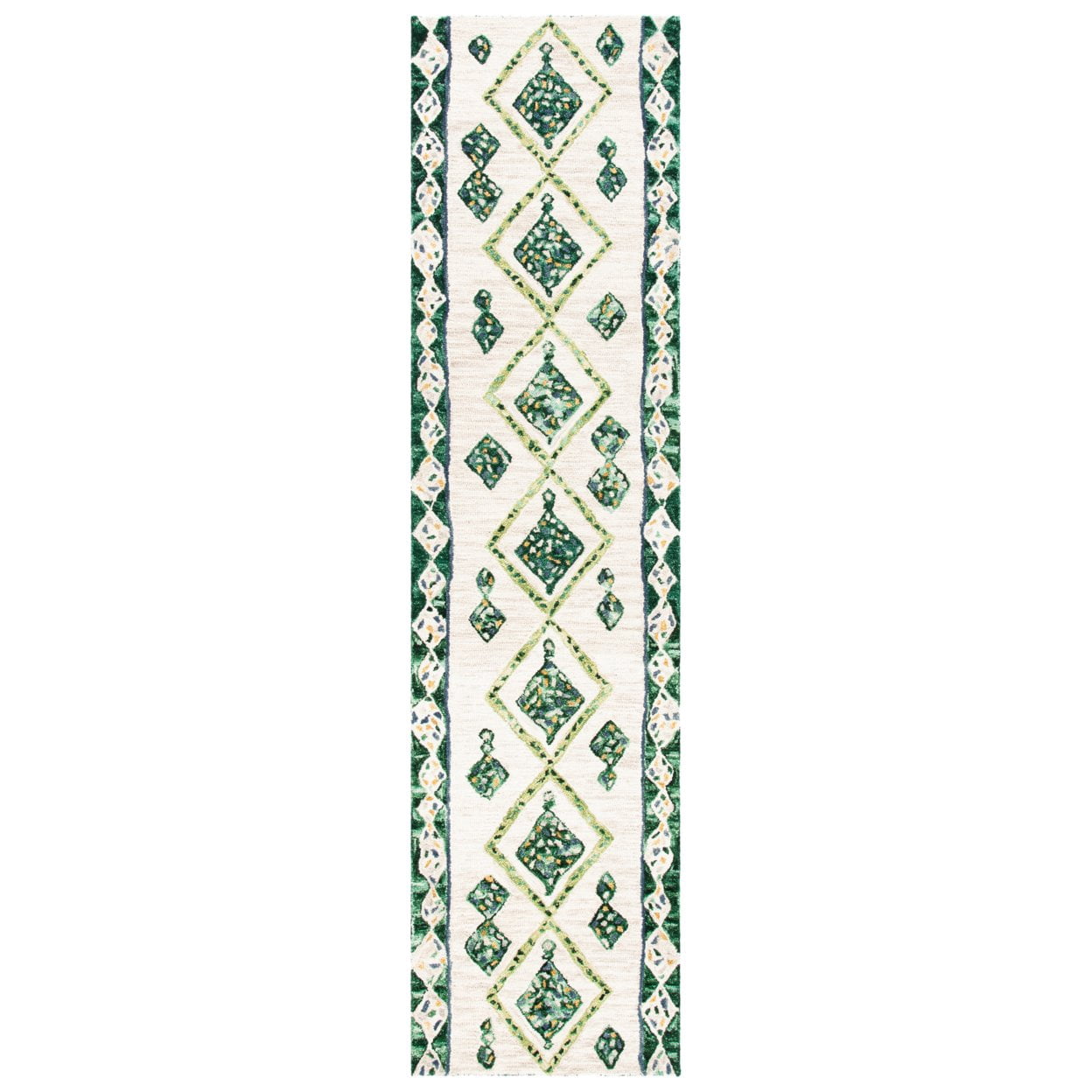 SAFAVIEH Aspen Byrne Southwestern Wool Runner Rug, Green/Ivory, 2'3" x 9'