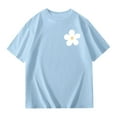 thumbnail image 5 of Tfken Toddler Kids Girls Tops Letter Prints Short Sleeve T-Shirts Summer Casual Crewneck Soft Tees Light Blue Size 7-8 Years, 5 of 6
