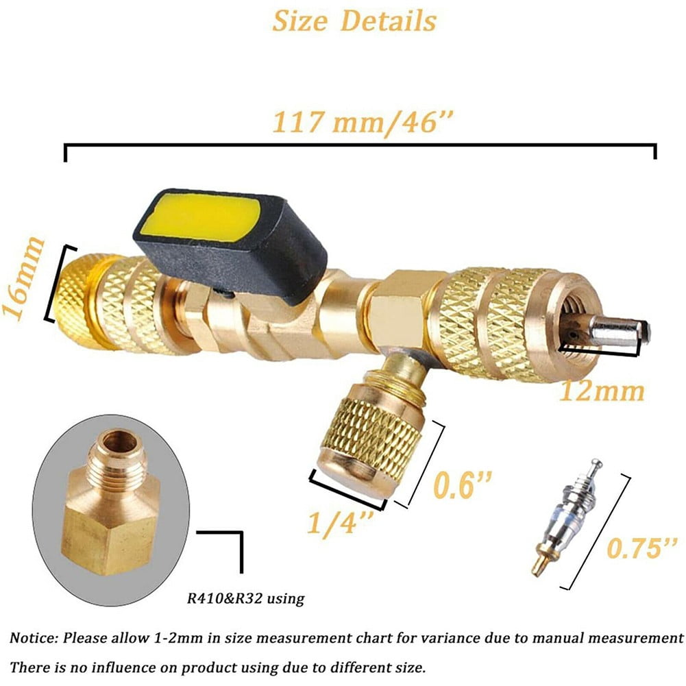 yaaqii 4xHVAC Valve Core Remover Dual Size 5/16"&1/4" Port Installer Tool W/Valve Cores
