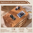 thumbnail image 4 of Leyaoyao 23" Rattan Nightstand with Charging Station, Adult 3-Drawer Boho Bedside Table, Tea Brown Storage Cabinet for Bedroom, Living Room, Hallway, 4 of 8