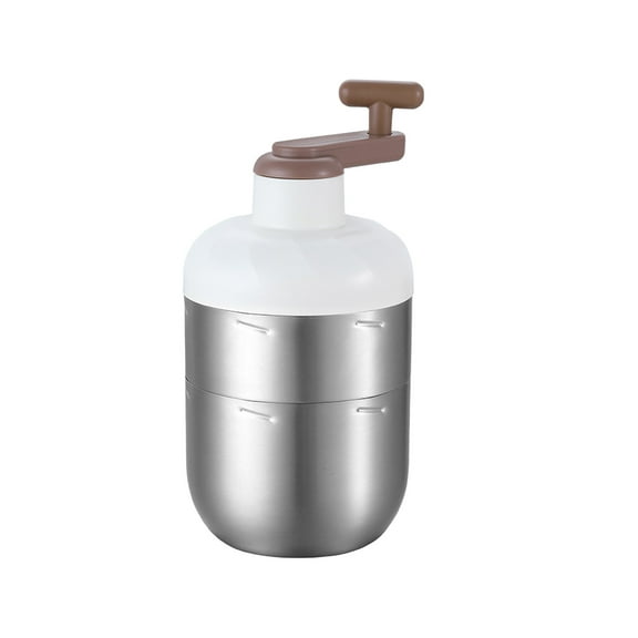 Manual Ice Shaver with Ice Bin, Hand Crank Crusher w/ Stainless Steel Blades, Portable Snow Cone Maker for Home Party, Retro Ice Machine