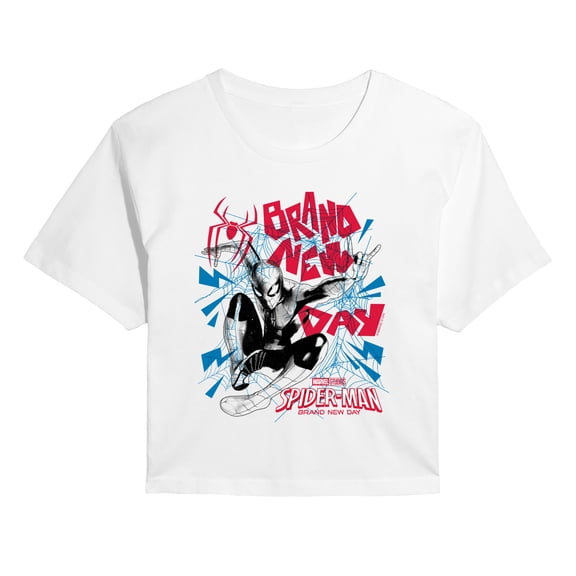 Spider-Man: Brand New Day - Logo & Webs - Juniors Cropped Graphic T-Shirt