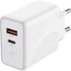 thumbnail image 1 of 30W Fast Charger with 2 Ports - PD20W + QC 3.0 for iPhone 16 Pro, iPhone 16 Pro Max, iPhone 16 Plus, iPhone 15 Pro, 15 Plus - White, 1 of 4