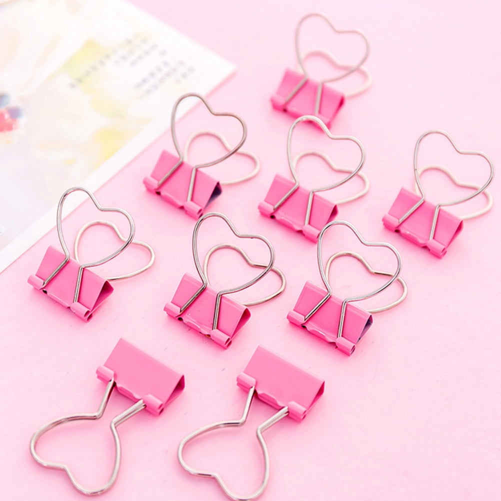 Worgeous  30 Pcs Heart-shaped Small Paper Clip Pink Love Hollow Out Clips