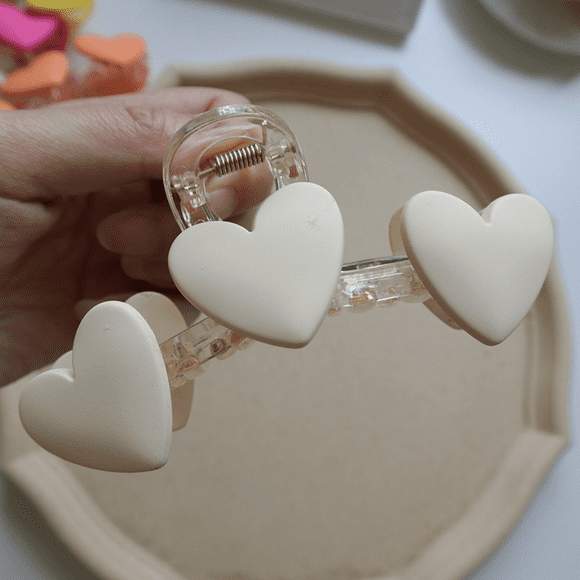 2 Pieces Hair Clips for Women Design Nonslip Hair Candy-Colored Love Grab Clip---White