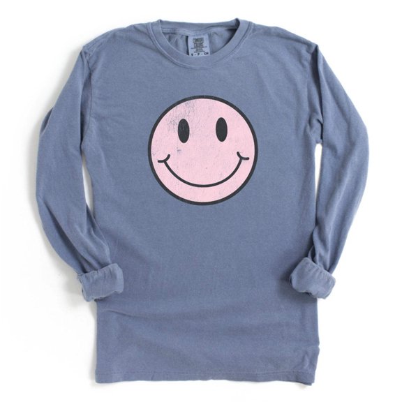 SMILEY HAPPY FACE Graphic Long Sleeve T-Shirt